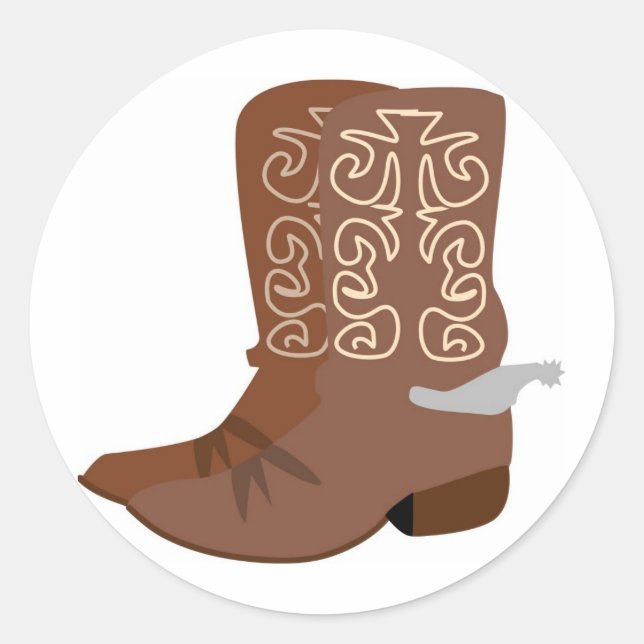 Cowboy Boots with Spurs Classic Round Sticker (Front)
