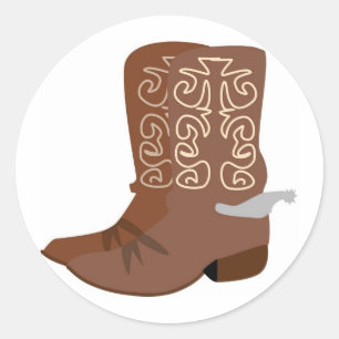 Cowboy Boots with Spurs Classic Round Sticker