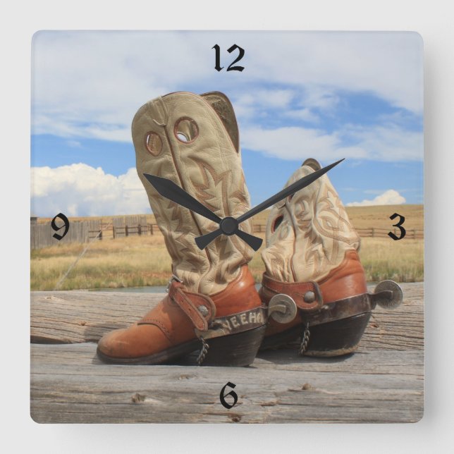 Cowboy Boots Yeehaw Numbered Wall Clock (Front)