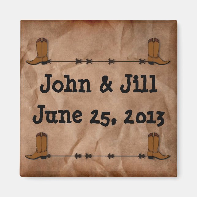 Cowboy Bottes Mariage Favor Magnet (Devant)