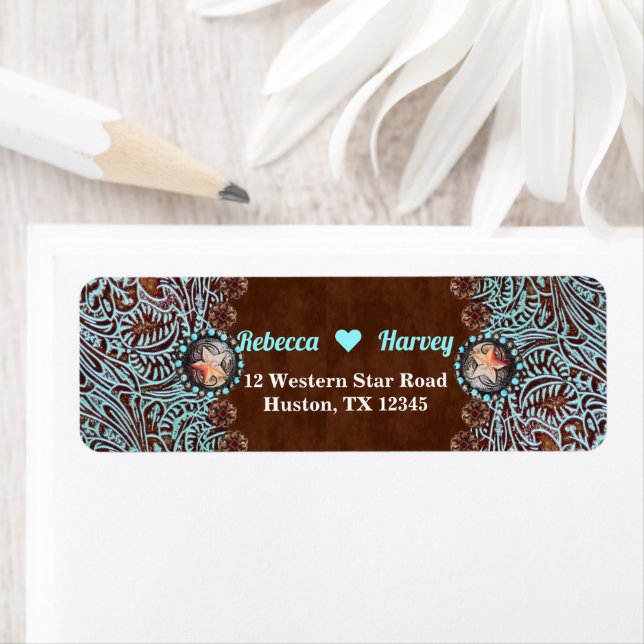 cowboy brun turquoise pays mariage de l'ouest (En situation)