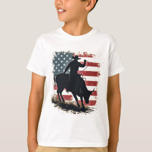 Cowboy Bull Rider Patriotic American Flag Cowboys T-Shirt