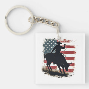 Cowboy Bull Rider Patriotique American Flag Cowboy