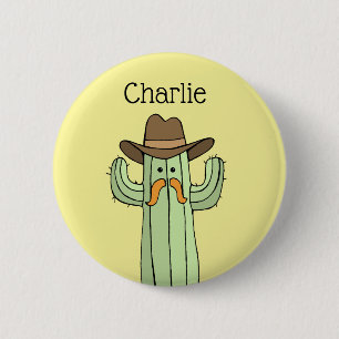 Cowboy Cactus Personalized 2 Inch Round Button