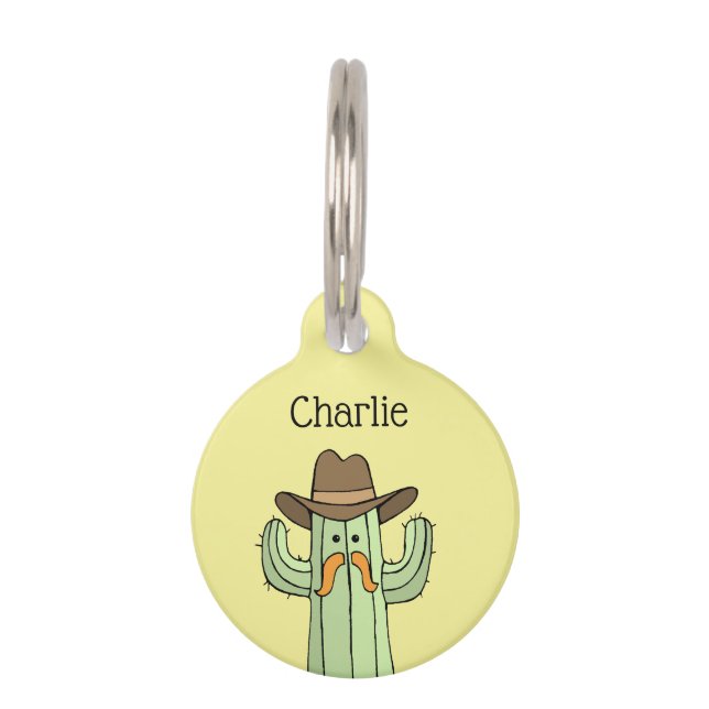 Cowboy Cactus Personalized Pet ID Tag (Front)