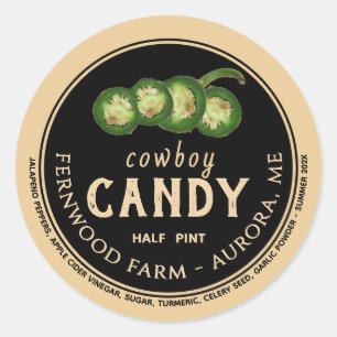 Cowboy Candy Candied Jalapeno Pepper Spicy Jelly  Classic Round Sticker