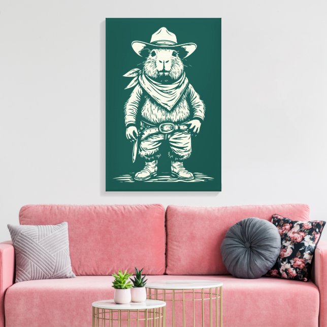 cowboy capybara canvas print (Insitu(LivingRoom))