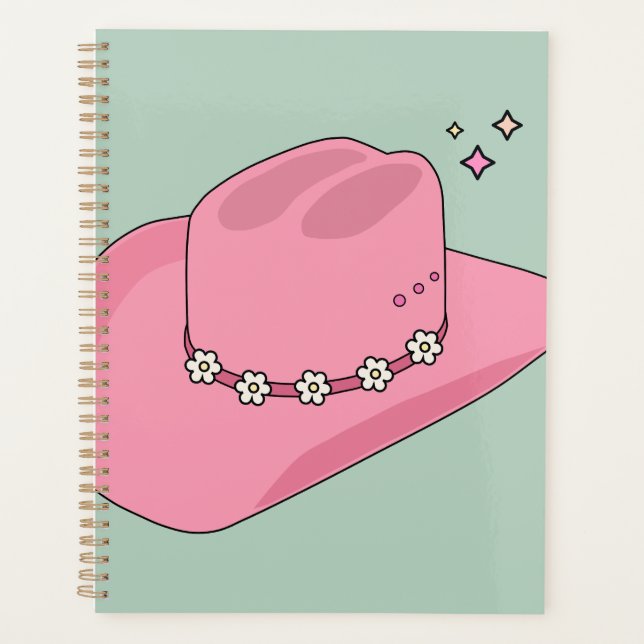 Cowboy Casquette Preppy Rose Et Vert (Devant)