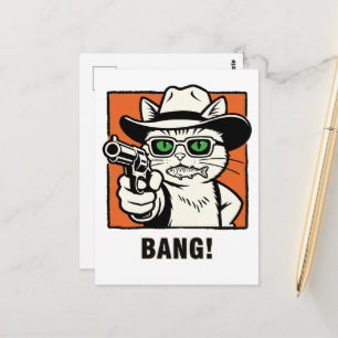 Cowboy Cat Birthday Card -' BANG" Wild West Humour