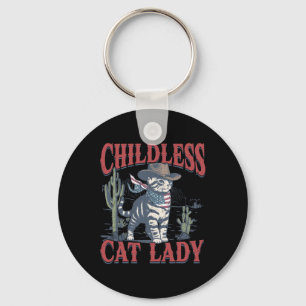 Cowboy Cat Childless Cat Lady For Kamala Election Keychain