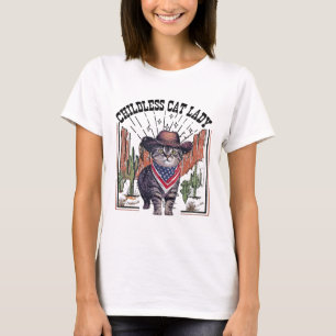 Cowboy Cat Childless Cat Lady For Kamala Election  T-Shirt