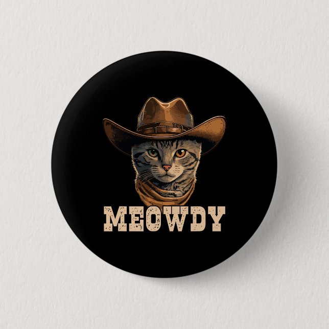 Cowboy Cat Meowdy 1  2 Inch Round Button (Front)
