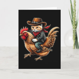 Cowboy Cat Riding Chicken Funny Western Vintage De Card