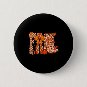 Cowboy Checkered Fall,fall Pumpkin,boots Cow Funny 2 Inch Round Button