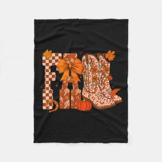 Cowboy Chequered Fall,fall Pumpkin,boots Cow Funny Fleece Blanket