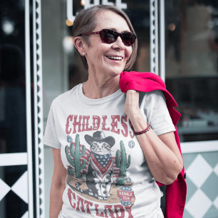 cowboy childless cat lady for kamala harris 2024 T-Shirt