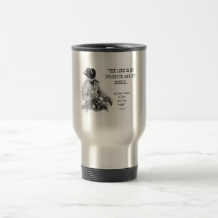 COWBOY, CHRÉTIEN : TASSE DE VOYAGE : VERS DE BIBL