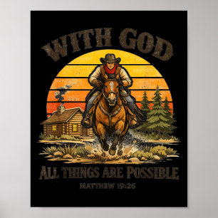 Cowboy Christian Bible Verse Western Country Jesus Poster