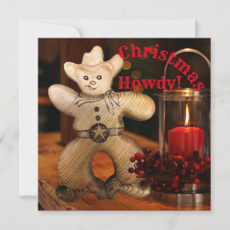 Cowboy Christmas Gingerbread Man Holiday Card