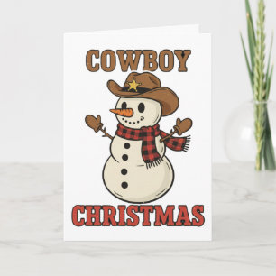 Cowboy Christmas Snowman Western Holiday Card