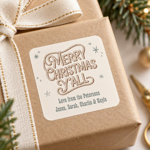 Cowboy Christmas Western Merry Christmas Y'all Square Sticker