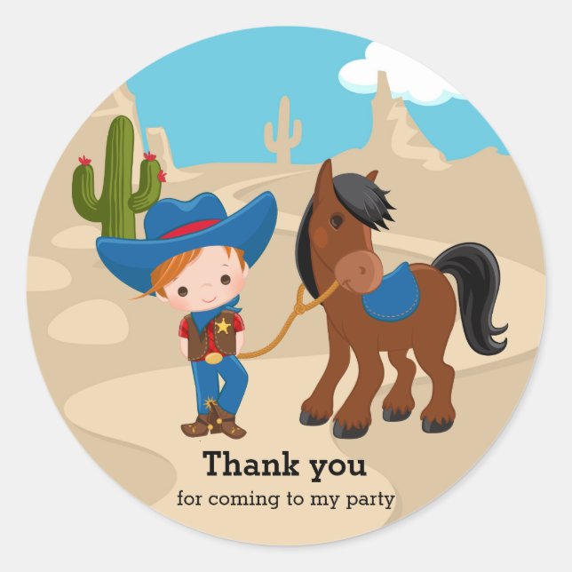 Cowboy Classic Round Sticker (Front)