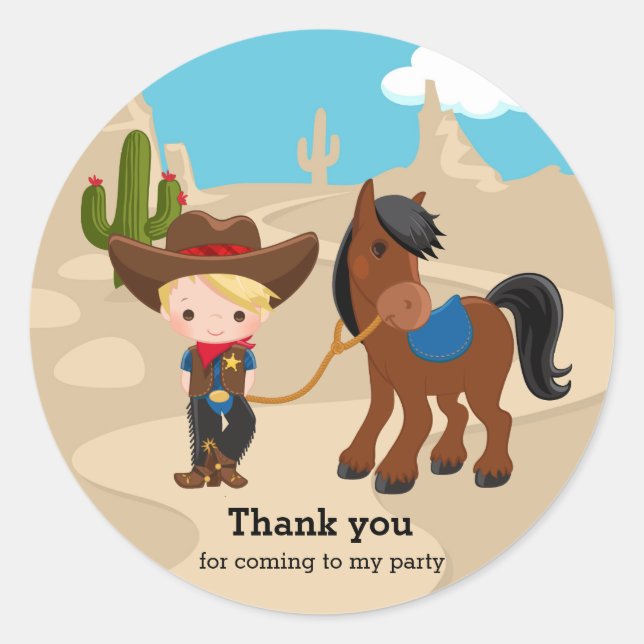 Cowboy Classic Round Sticker (Front)