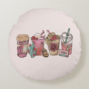 Cowboy Coffee Time Round Pillow