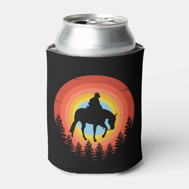 COWBOY COLORFUL SUNSET  CAN COOLER (Can Front)