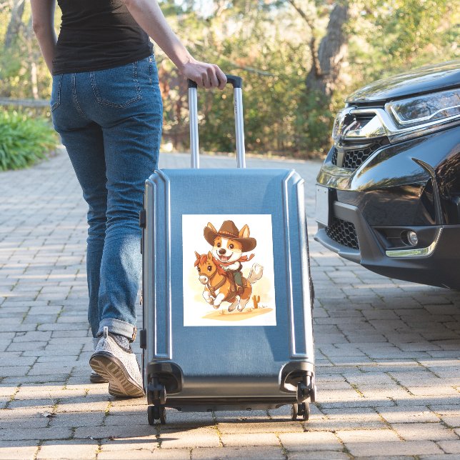 Cowboy Corgi – Western Rodeo Dog (Suitcase Insitu)