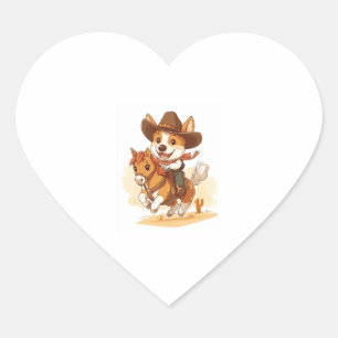 Cowboy Corgi � Western Rodeo Dog Heart Sticker