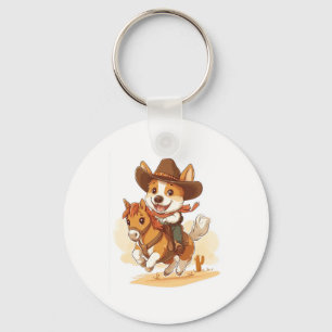 Cowboy Corgi � Western Rodeo Dog Keychain