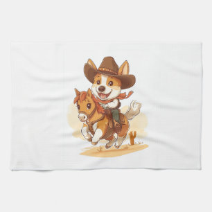 Cowboy Corgi � Western Rodeo Dog Kitchen Towel