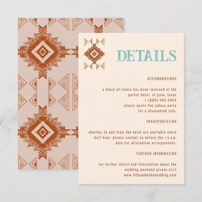 Cowboy Country West Wedding Details Enclosure Card (Front/Back)