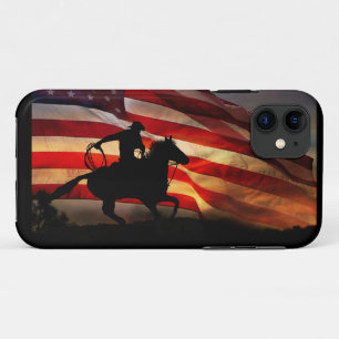 Cowboy Country Western American Flag Rodeo iPhone 11 Case