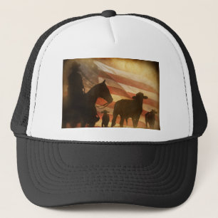 Cowboy Country Western Distressed Look Trucker Hat