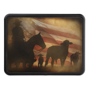 Cowboy Country Western Vintage American Flag Trailer Hitch Cover