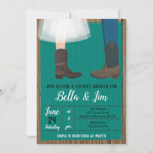 Cowboy Couples Bridal shower, wedding shower Invitation