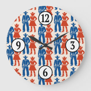 Cowboy & Cowgirl Americana Large Clock