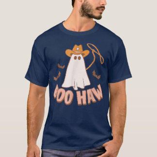 Cowboy Cowgirl BooHaw Retro Western Ghost Hallowee T-Shirt