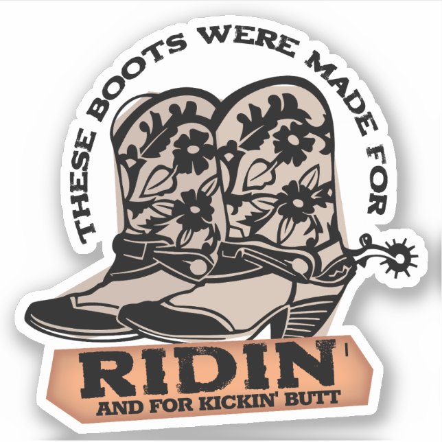 Cowboy cowgirl boots horse riding kicking butt (Front)
