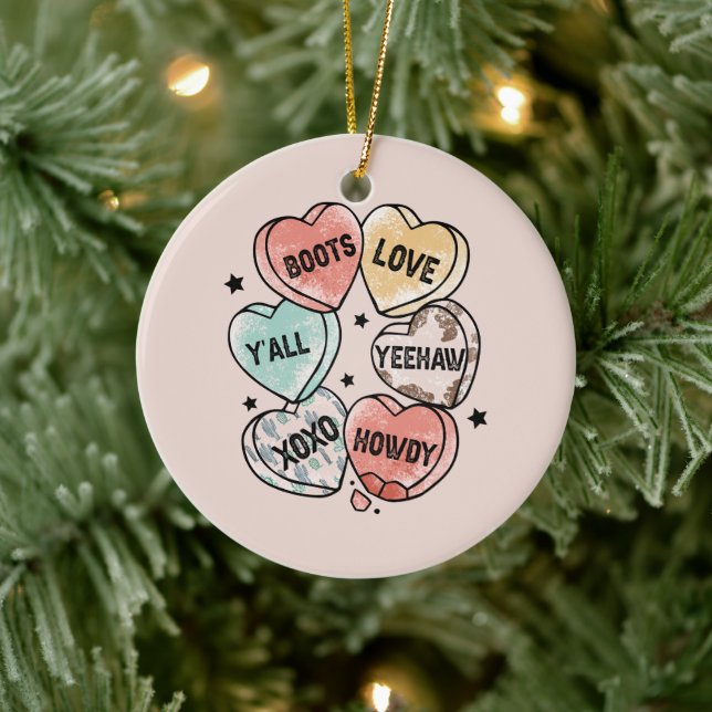 Cowboy & Cowgirl Love | Western-Themed Ceramic Ornament (Tree)