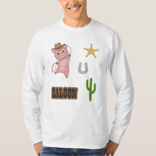 Cowboy Cowgirl Pig Saloon Western Country T-Shirt