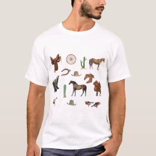 Cowboy Cowgirl Rodeo Country Pattern T-Shirt