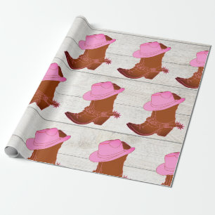 Cowboy Cowgirl Rustic Pink  Wrapping Paper