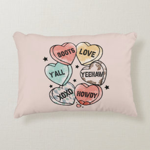 Cowboy Cowgirl Theme Hearts Accent Pillow