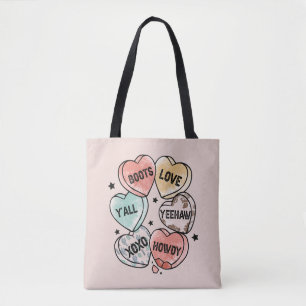 Cowboy Cowgirl Theme Hearts Tote Bag