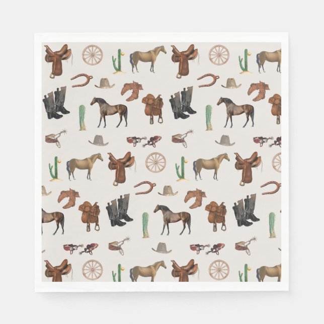 Cowboy Cowgirl Western Rodeo Country Pattern Napkin (Front)