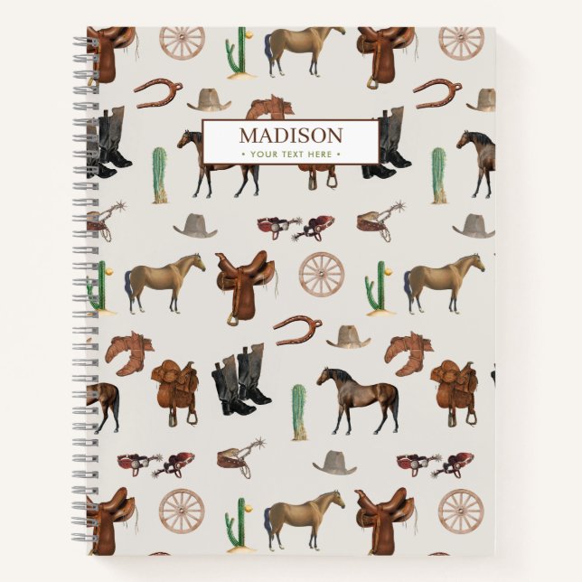 Cowboy Cowgirl Western Rodeo Country Pattern Notebook (Front)