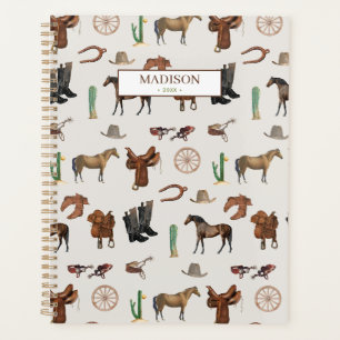 Cowboy Cowgirl Western Rodeo Country Pattern Planner